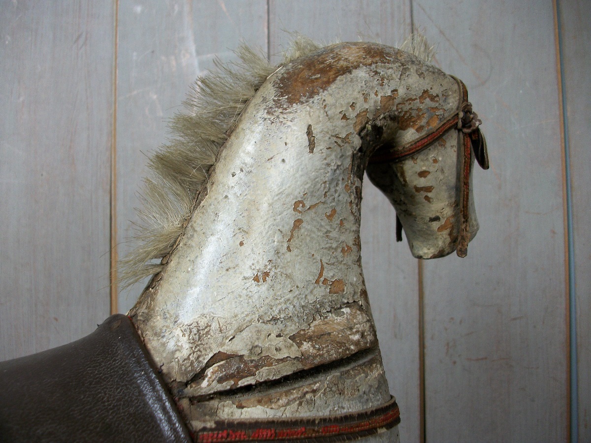 A Spanish 19thC Naive Painted Rocking Horse